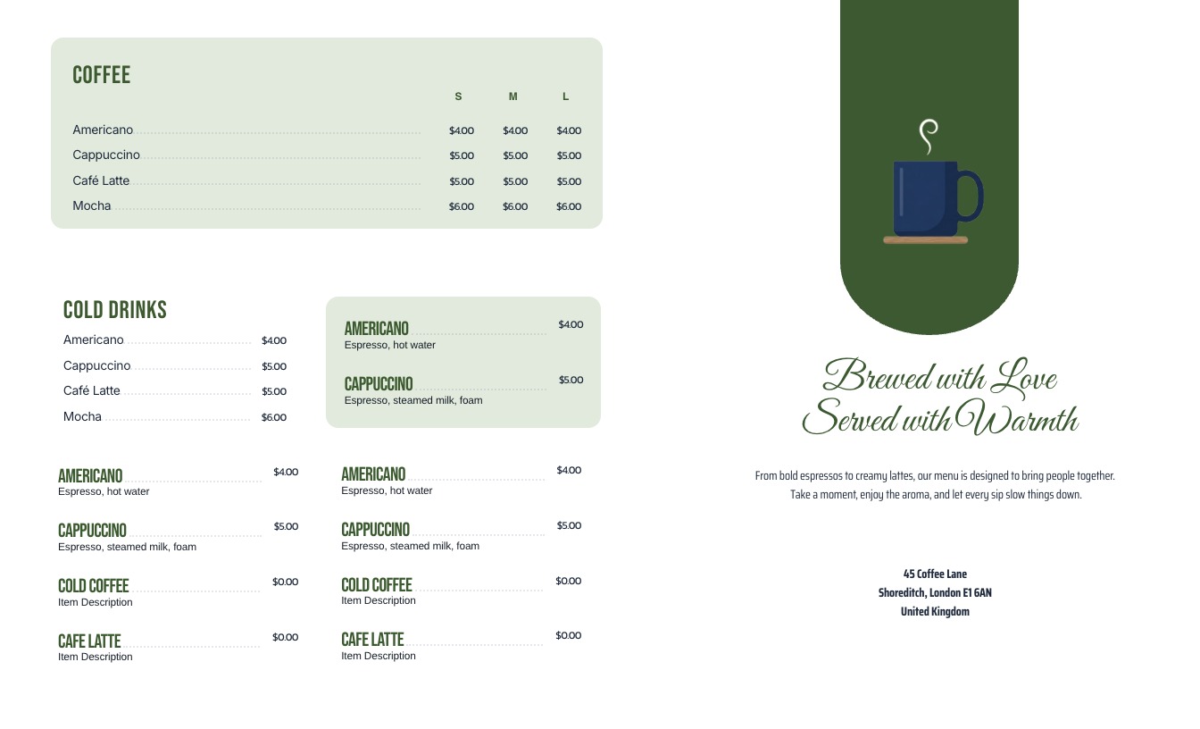 Coffee Menu