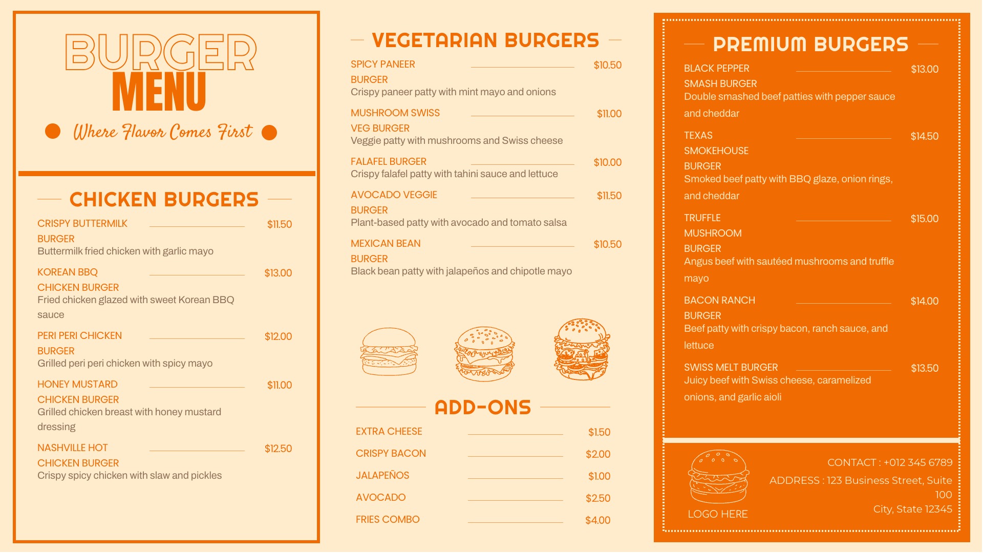 Burger Menu - Chicken