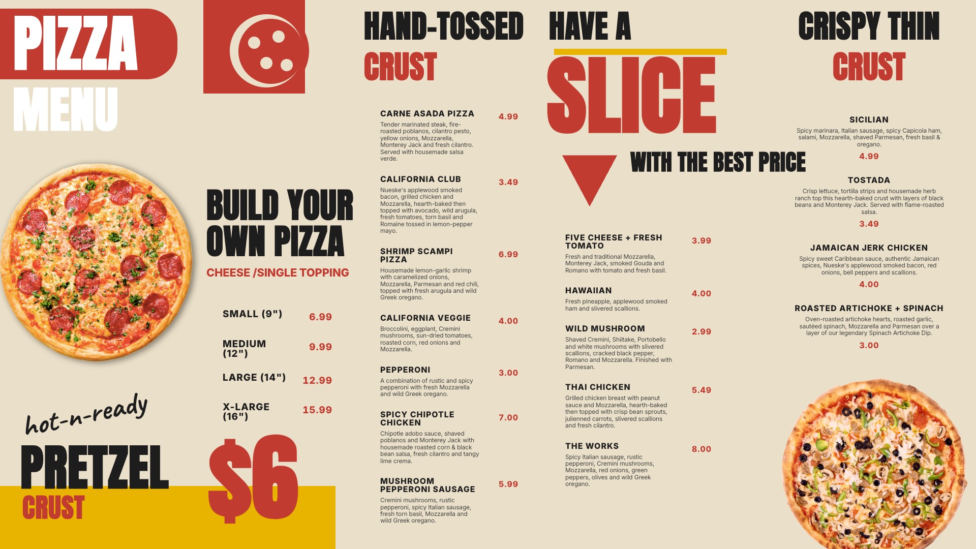 Pizza Menu (landscape board)