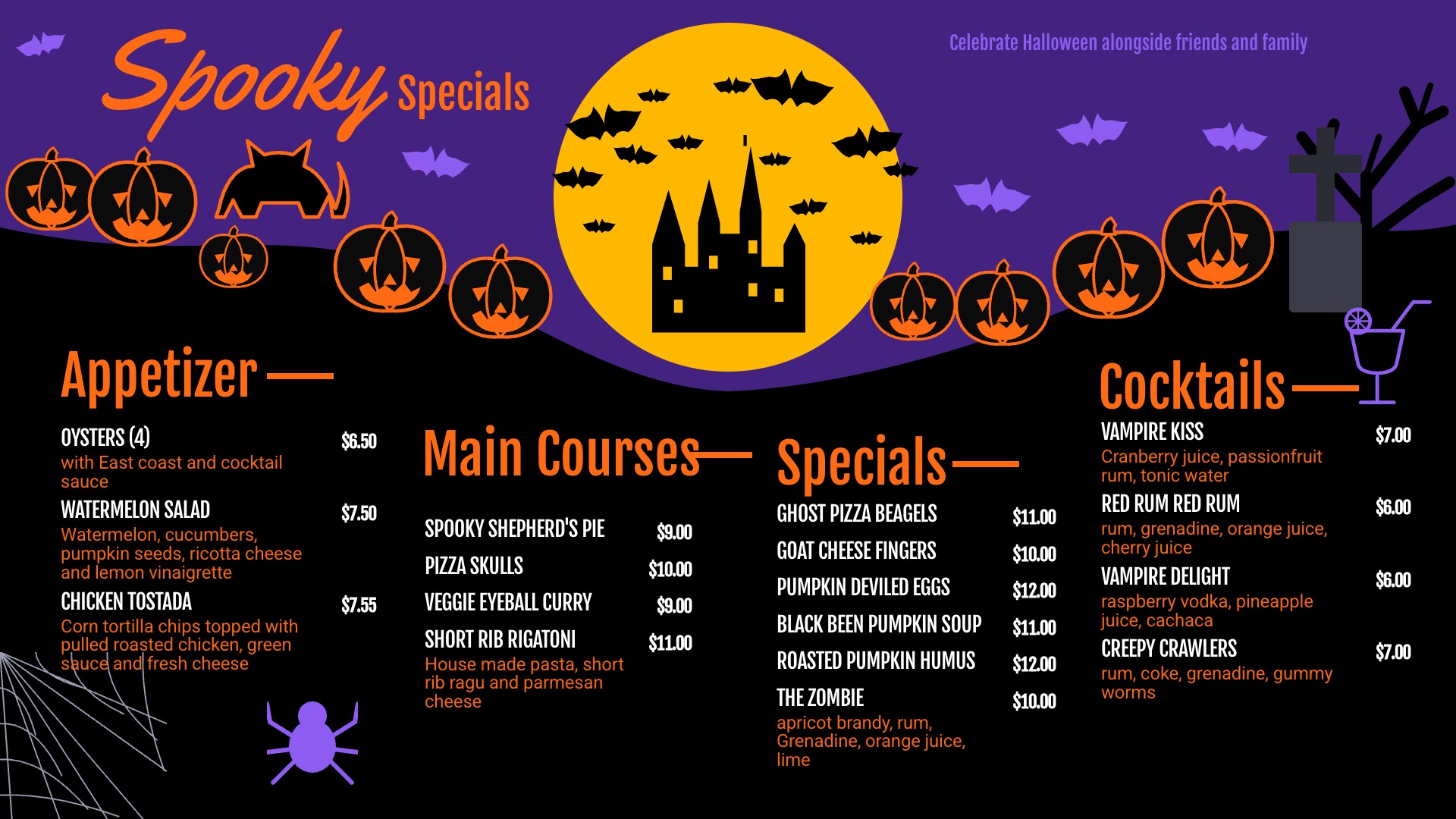 Spooky Specials - Halloween  menuboard