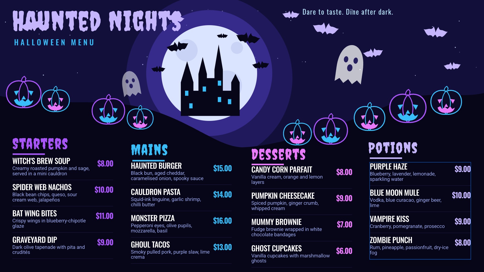 Haunted Nights - Purple & Blue Halloween 