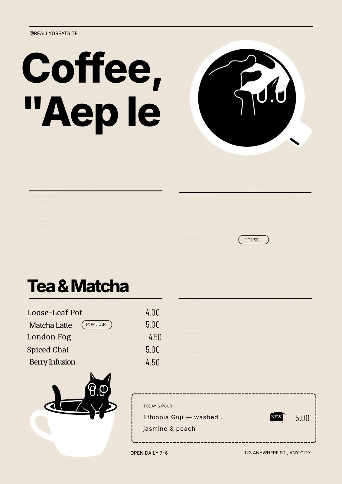 Coffe Menu b/w