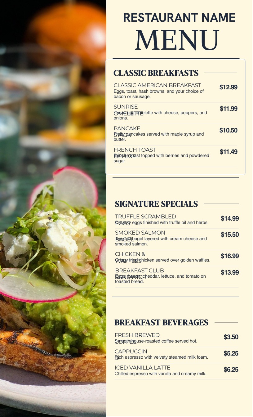 Breakfast Menu