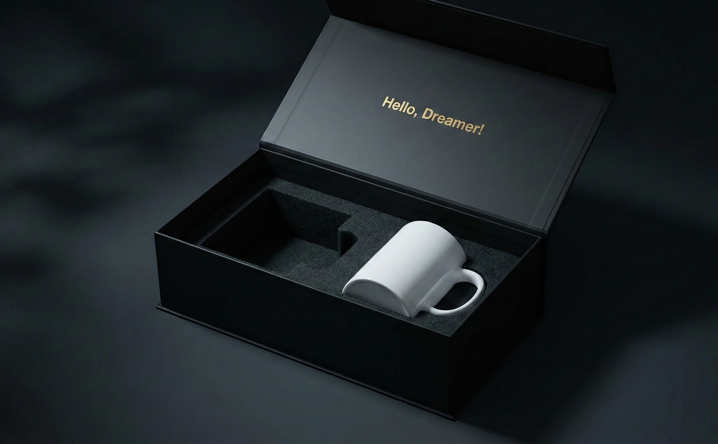 A person holding a custom Dazz mug.