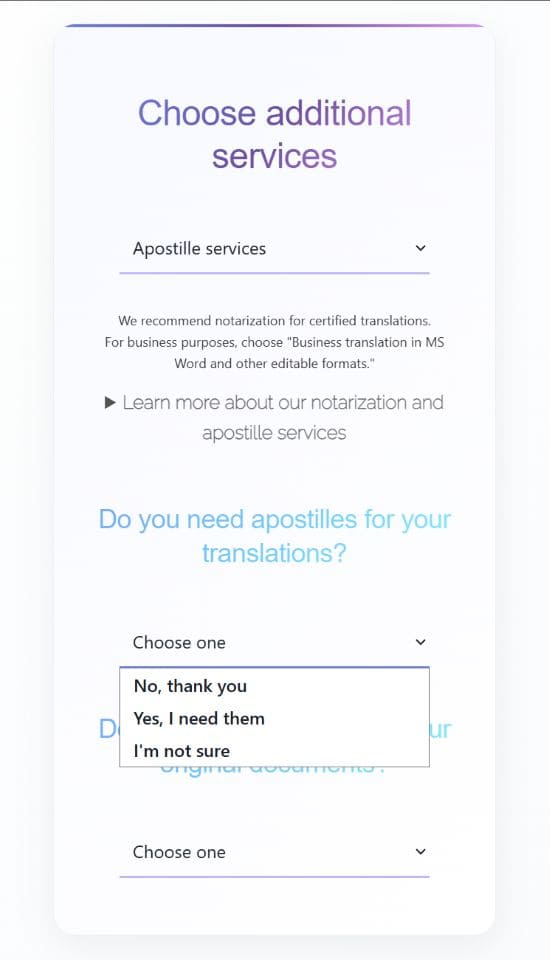 How to order an apostille on the quote form