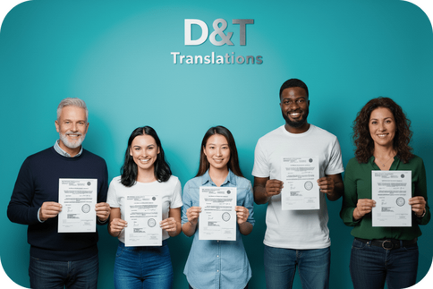 A smiling woman holding a certified translation document for NCARB.