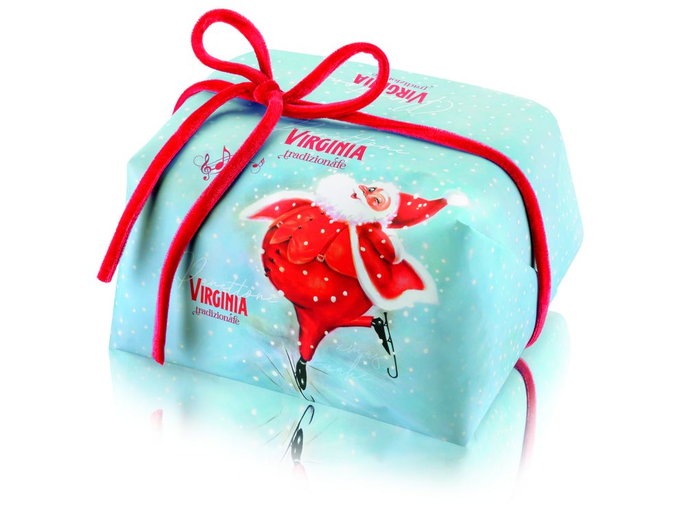 Traditional Hand Wrapped Panettone Skating Santa