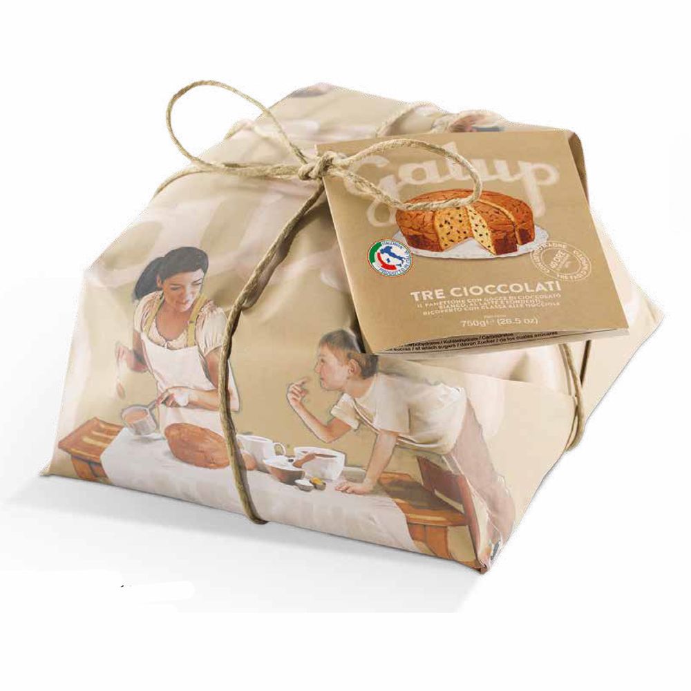 Gran Galup Hand-Wrapped Panettone with Three Chocolate