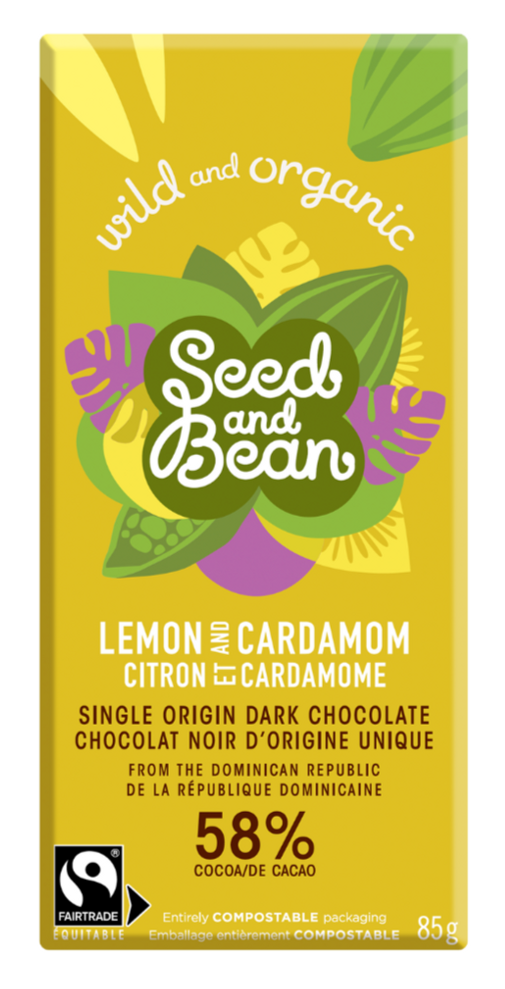 Lemon & Cardamom Dark Chocolate 58% Bar