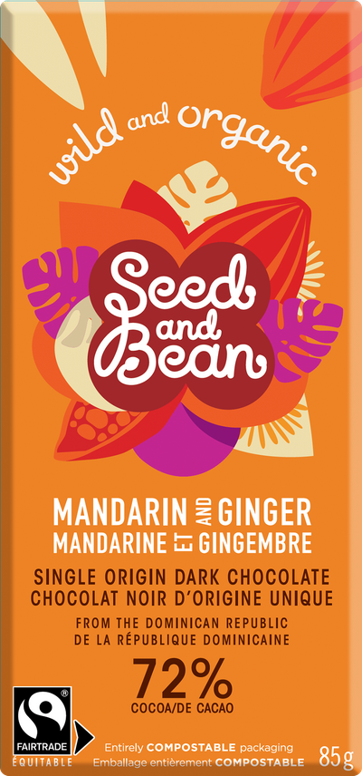 Mandarin & Ginger Dark Chocolate 72% Bar