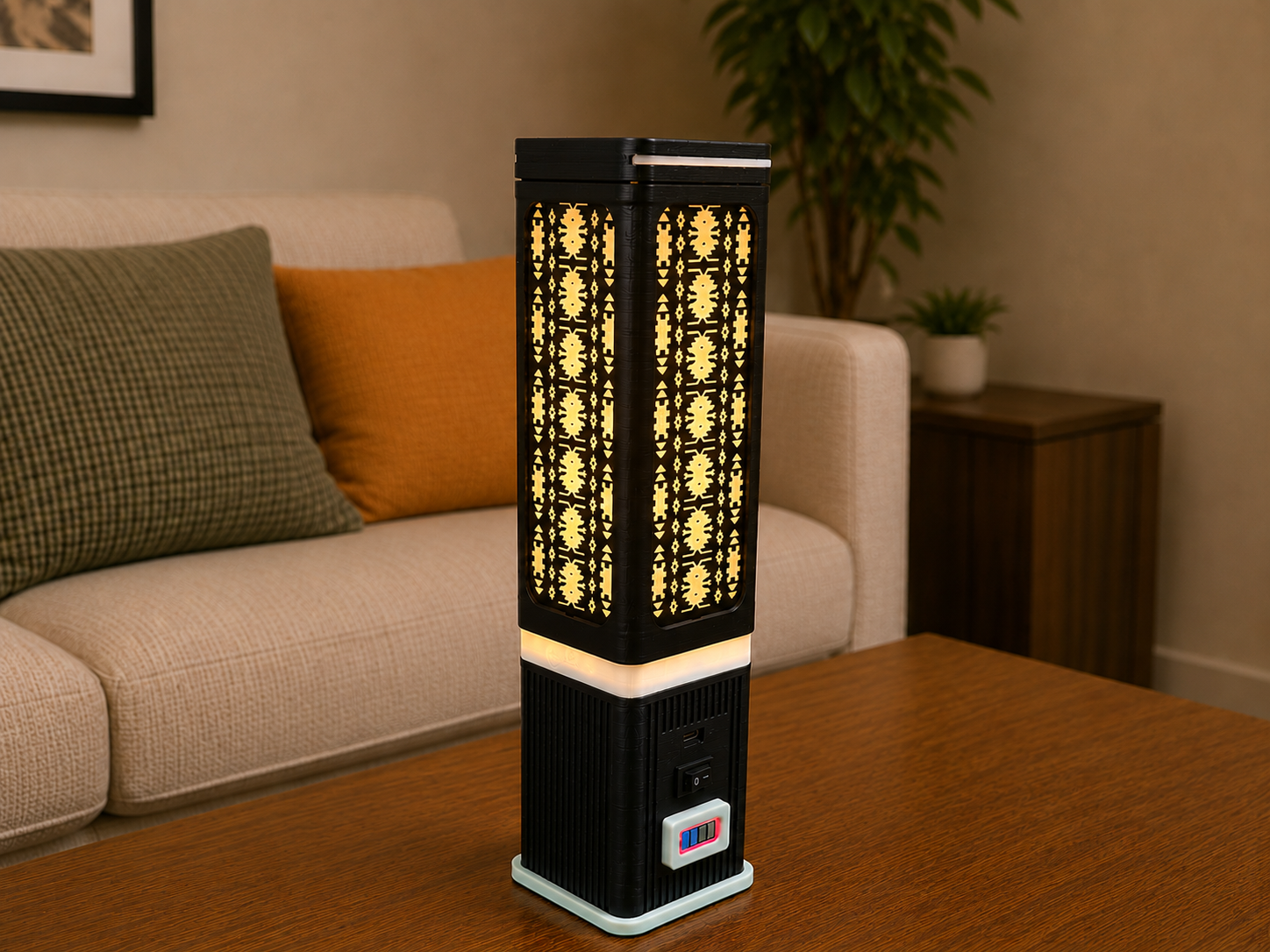 Türk Motifleri Serisi Şarjlı Modern LED Lamba – 2900mAh Bataryalı Sıcak Ambiyans Işığı