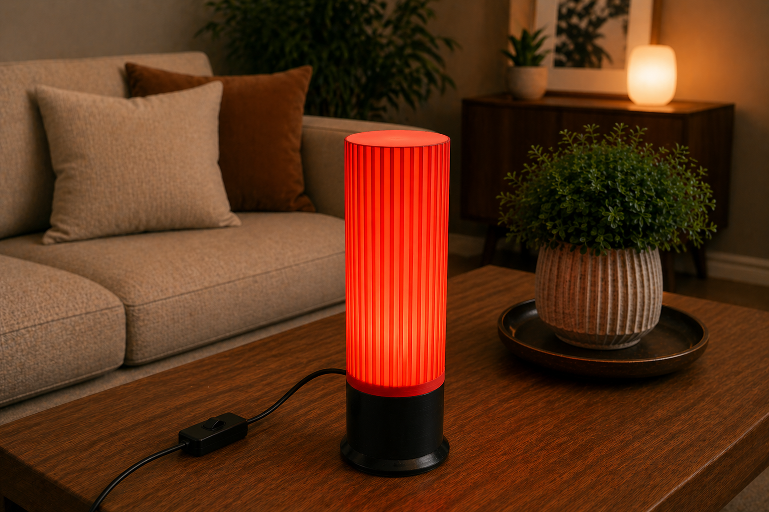 Kırmızı LED Ambiyans Gece Lambası – E27 Anahtarlı