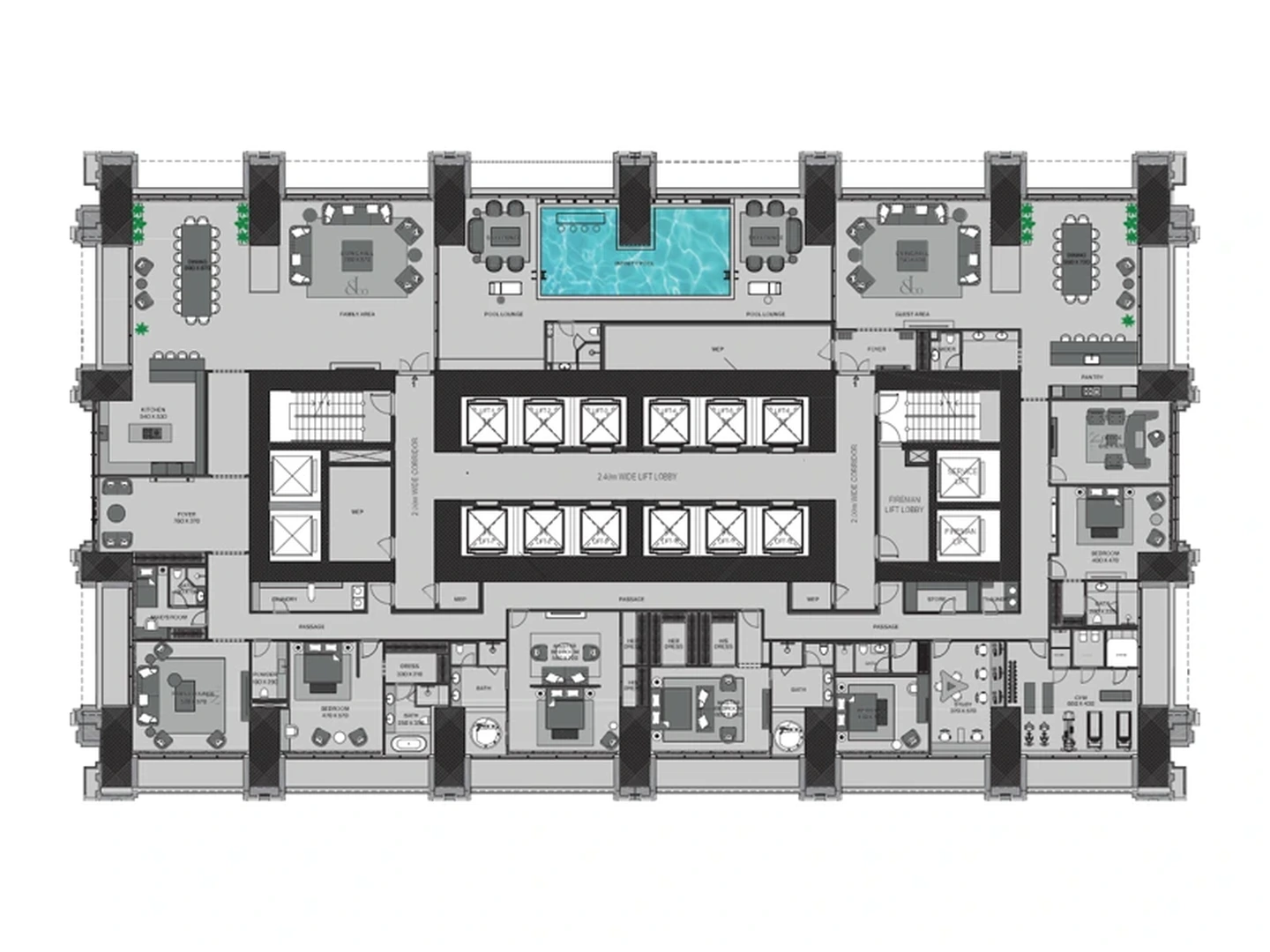 5BR Penthouse floor plan