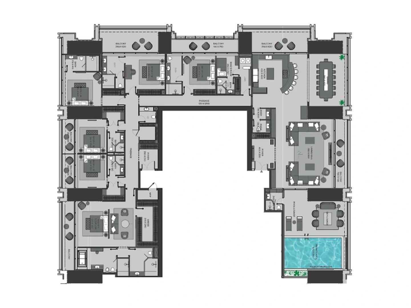 6BR Mansion floor plan