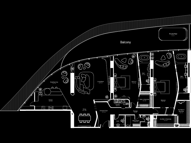 2 BR Apartment floor plan
