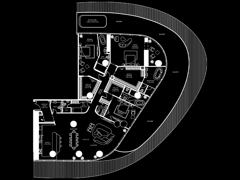 3 BR Apartment floor plan