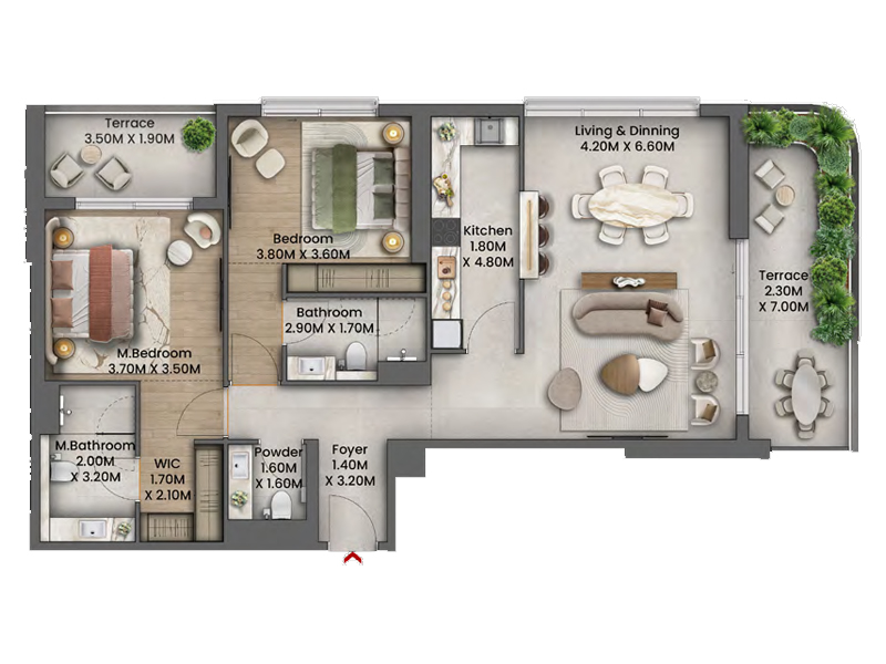 2 BR floor plan