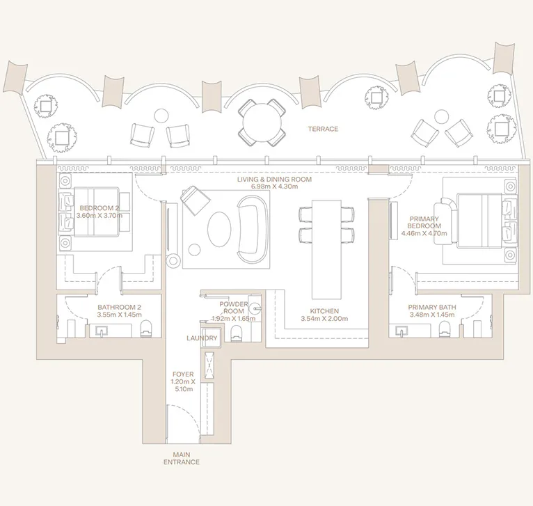 2 BR floor plan