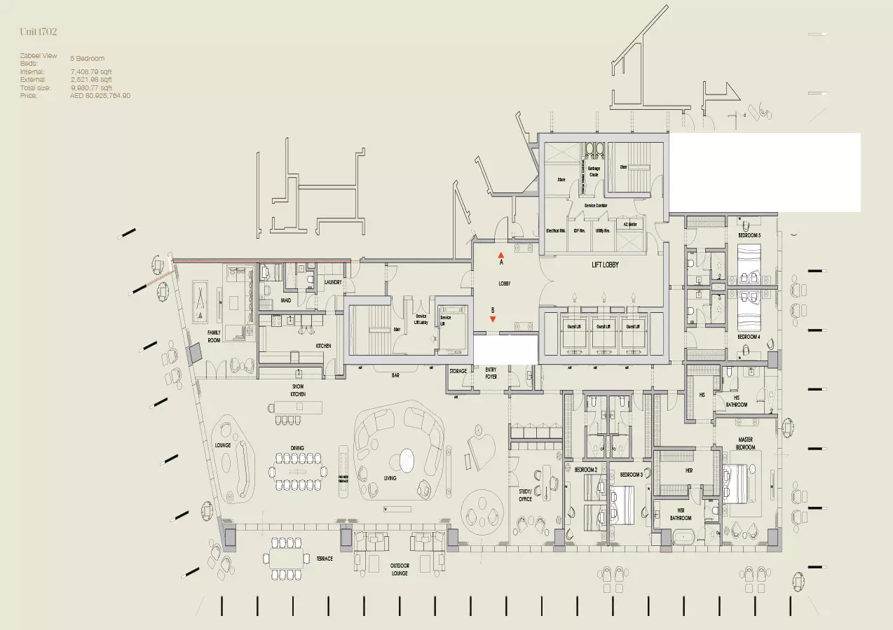 5 BR floor plan
