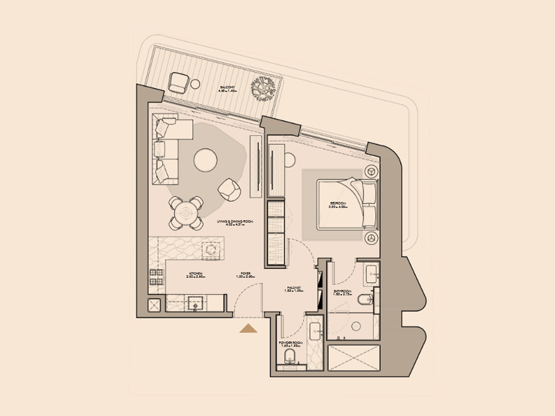 1 BR Apartment floor plan