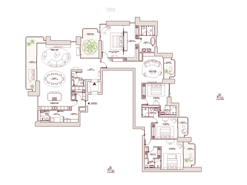4 BR Apartment floor plan