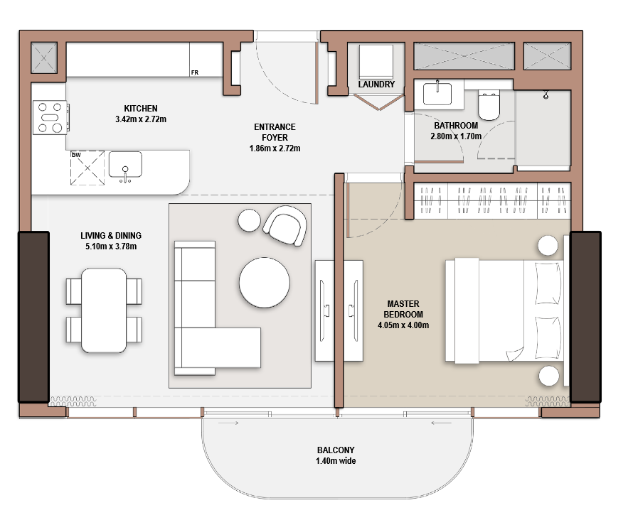 1 BR Apartment floor plan