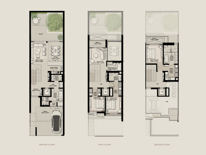 3 BR Townhouse floor plan