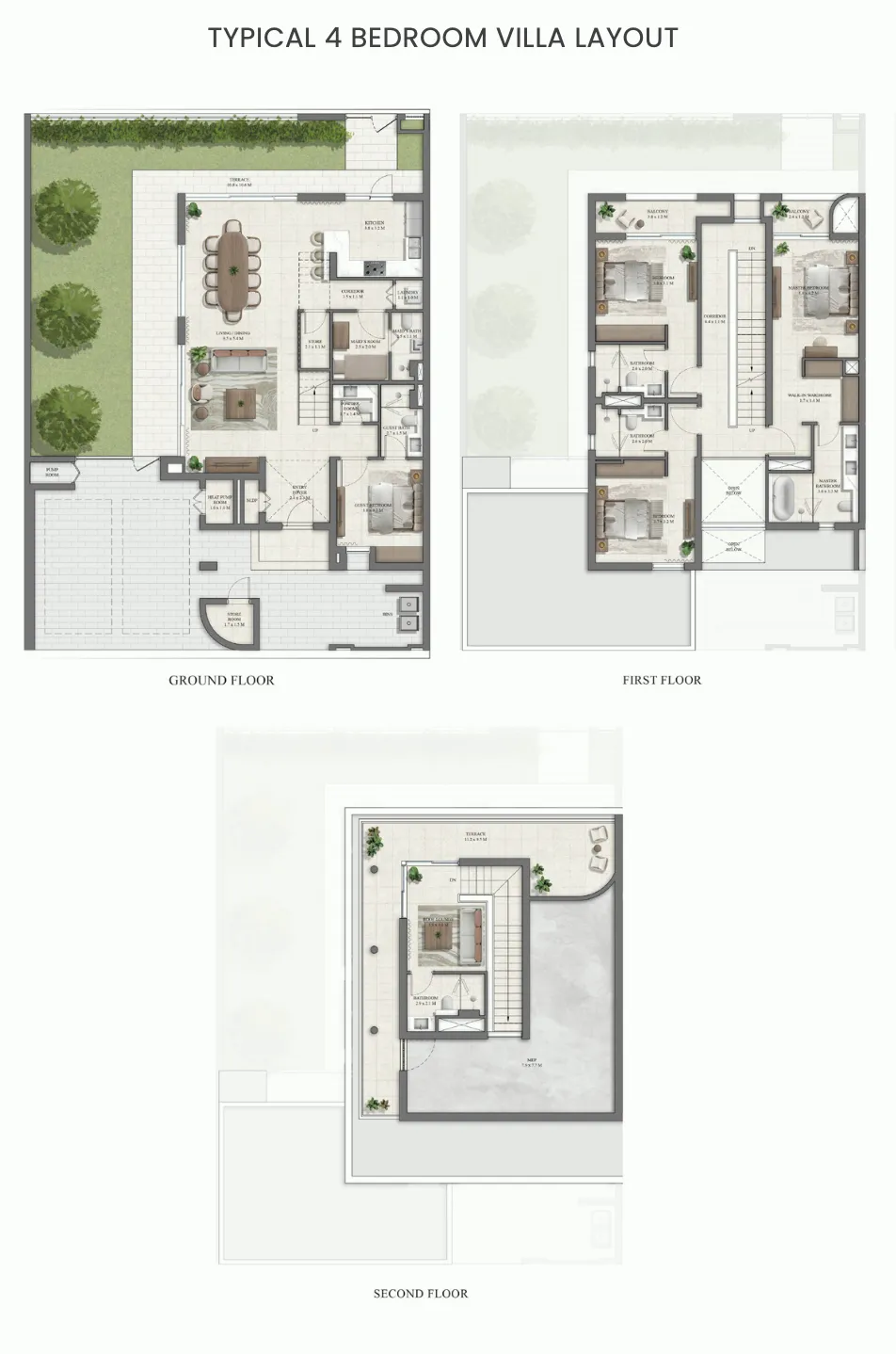 4 Bedroom villa floor plan