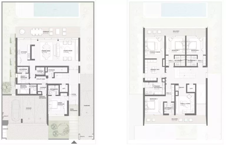 5 Bedroom villas floor plan