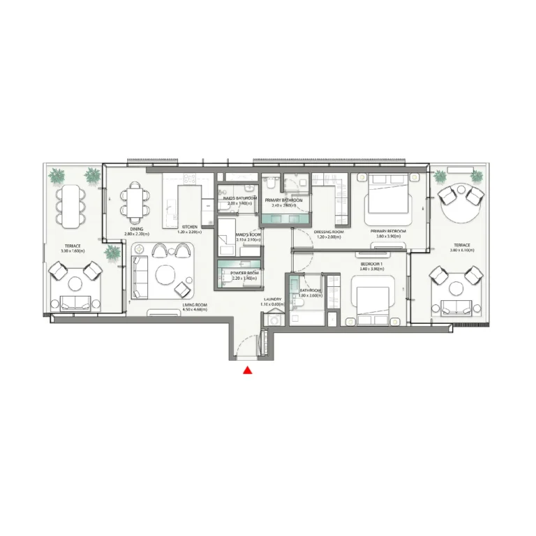 2 BR Apartment floor plan