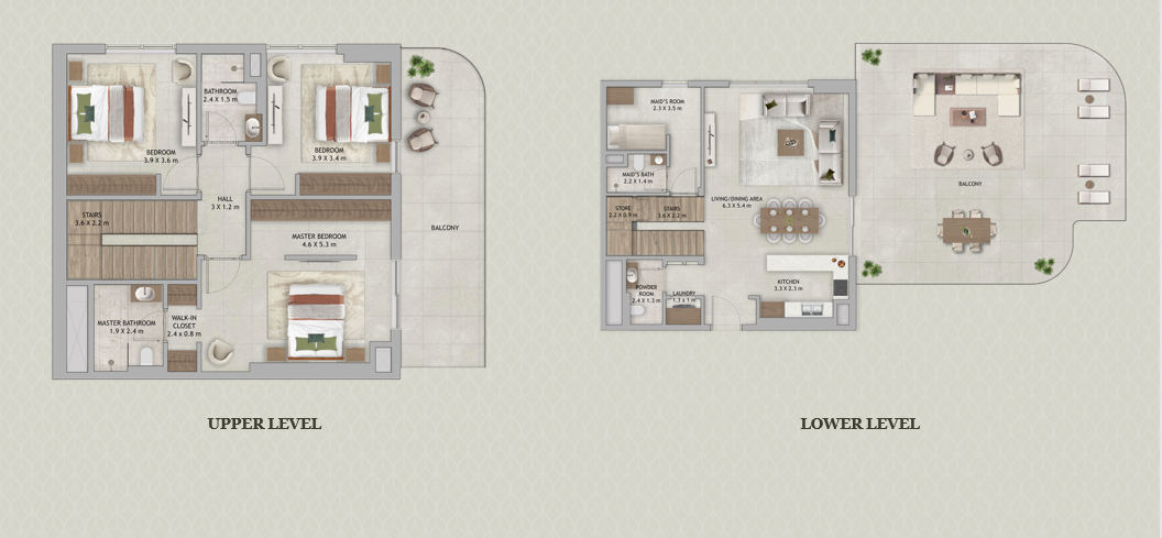 3 Bedroom Duplex floor plan