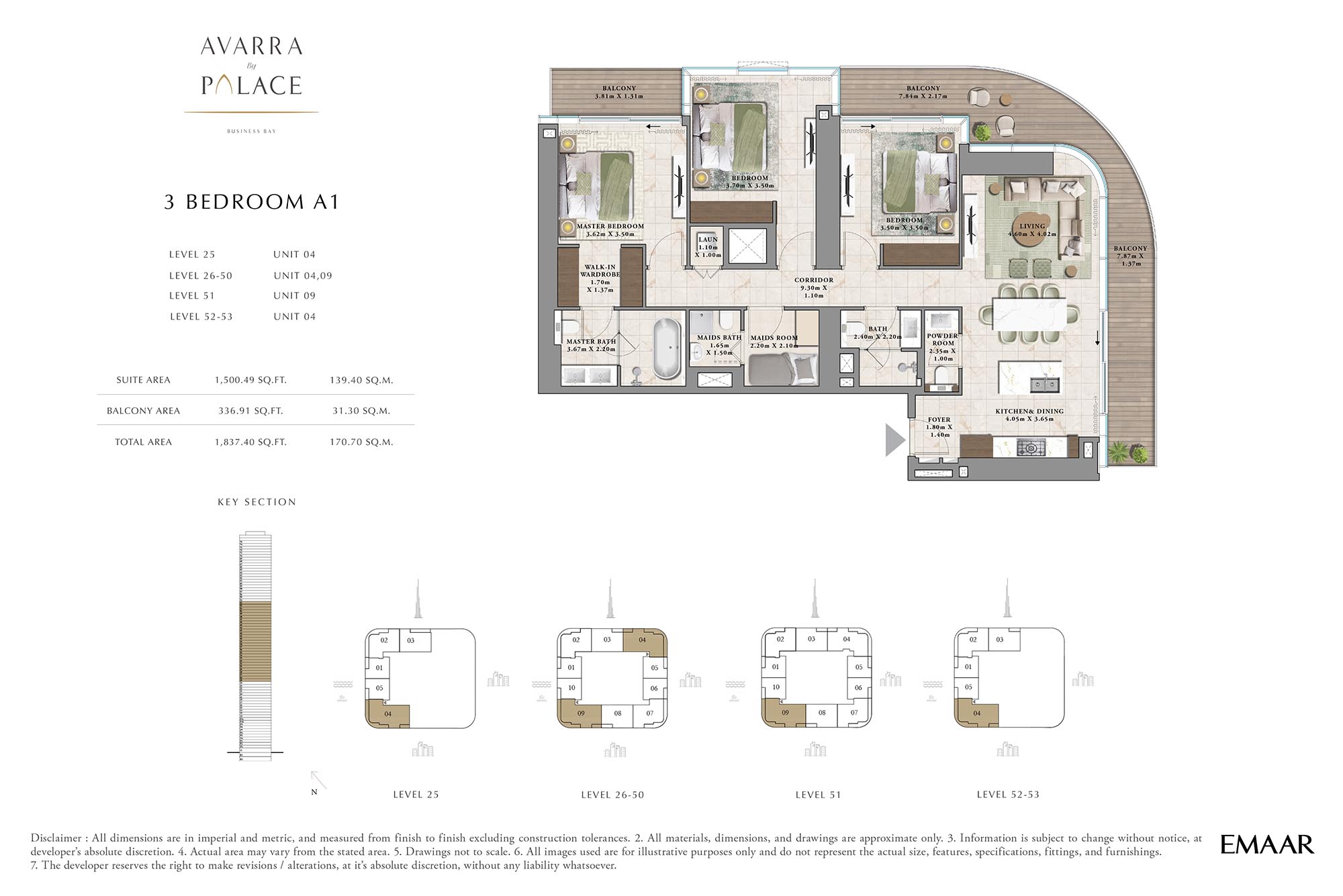 3 BR Apartment floor plan
