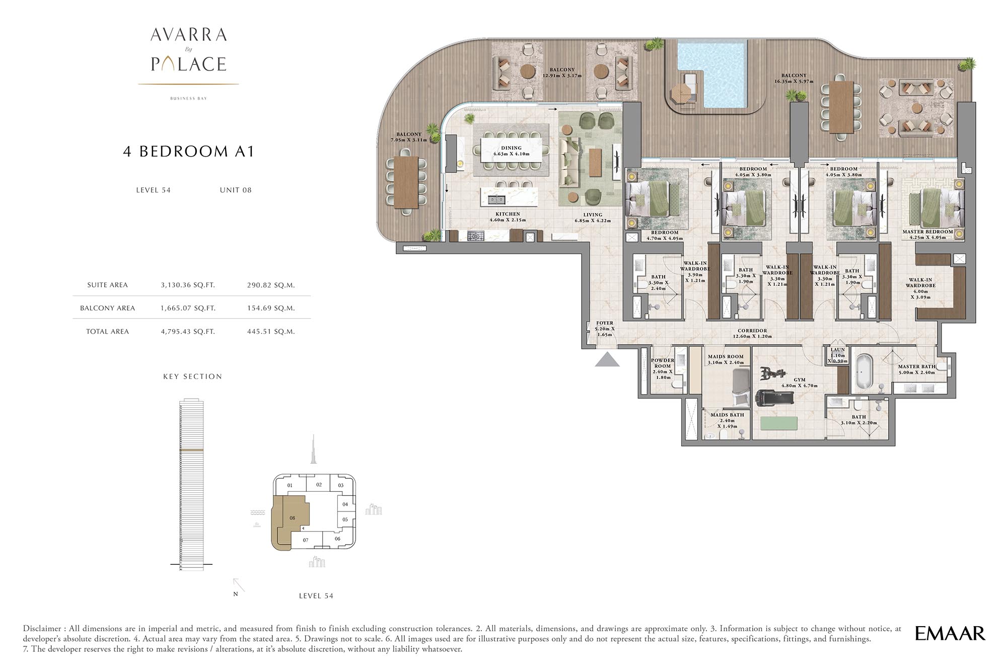4 BR Apartment floor plan