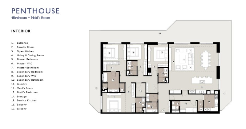 4 BR Penthouse floor plan