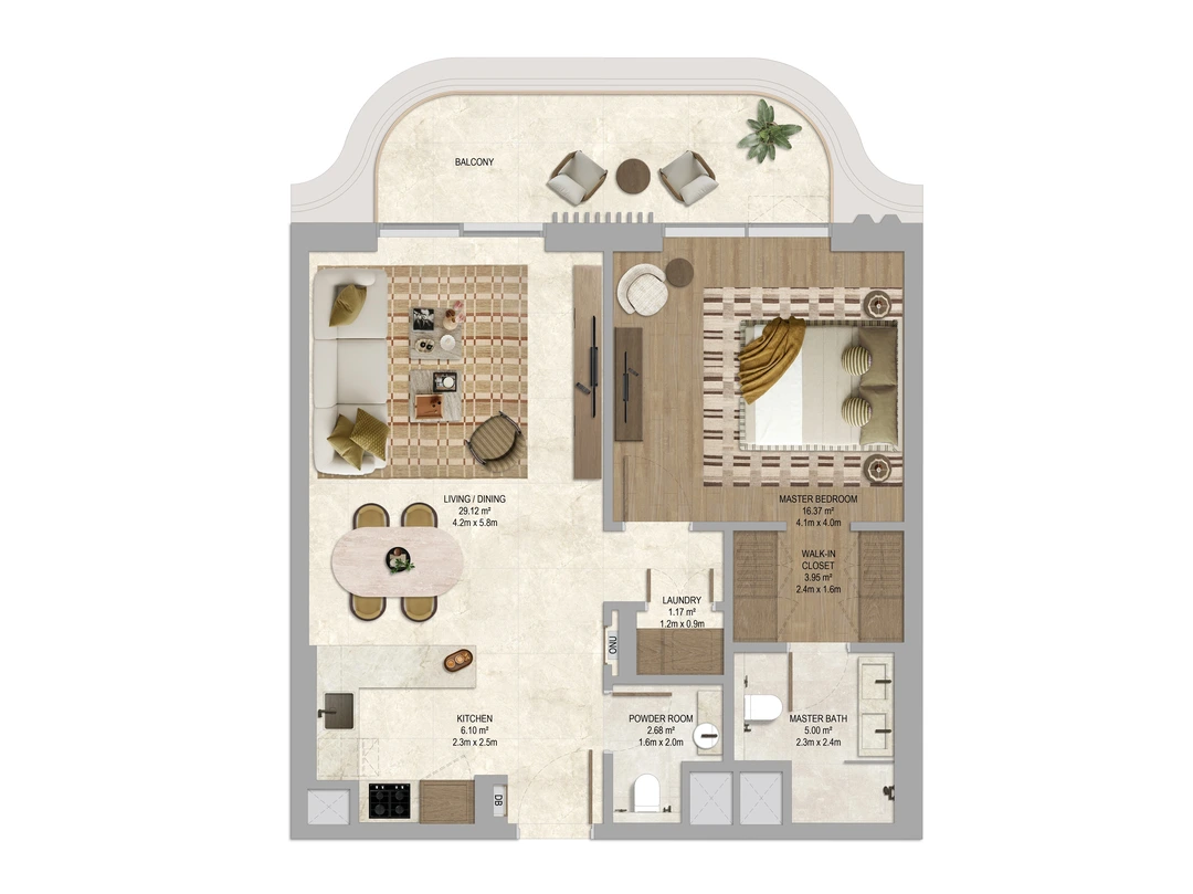 1 BR Apartment floor plan