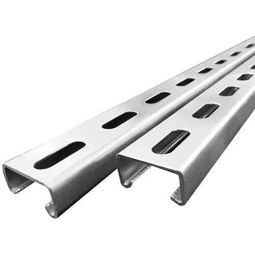 Two lengths of slotted galvanized C-channel