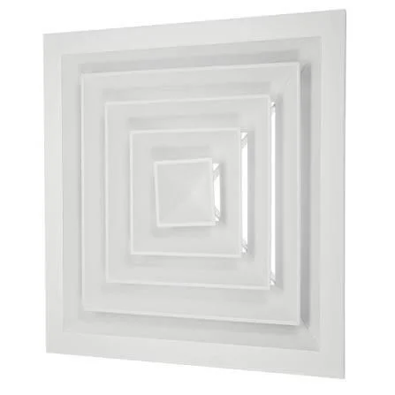 White square ceiling diffuser with concentric cones