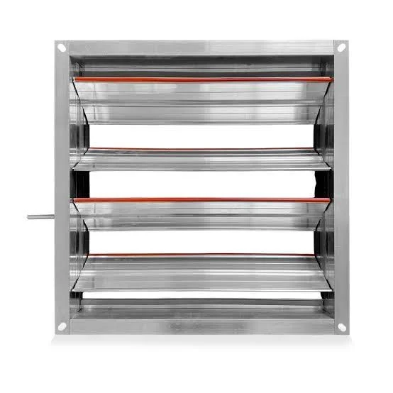 Multi-blade fire and smoke damper with red seals