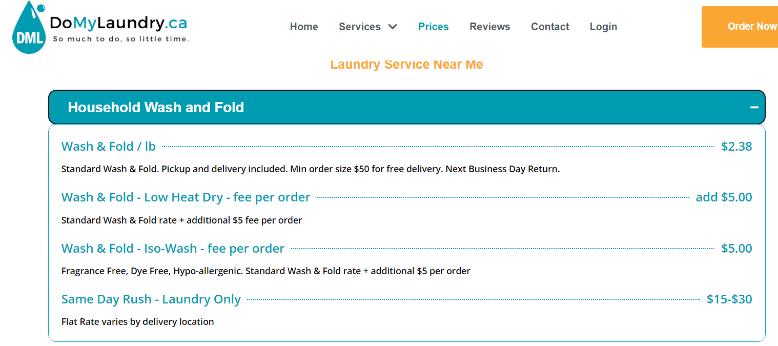 Domylaundry.ca pricing