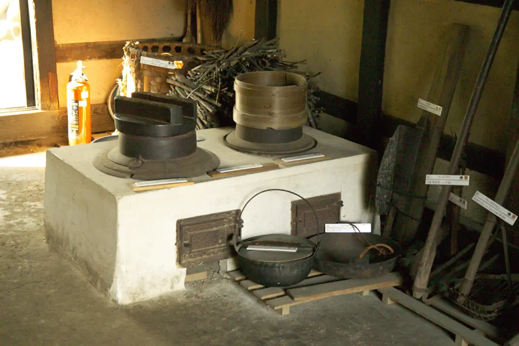 A traditional Japanese kamodo for washing clothes with ash.