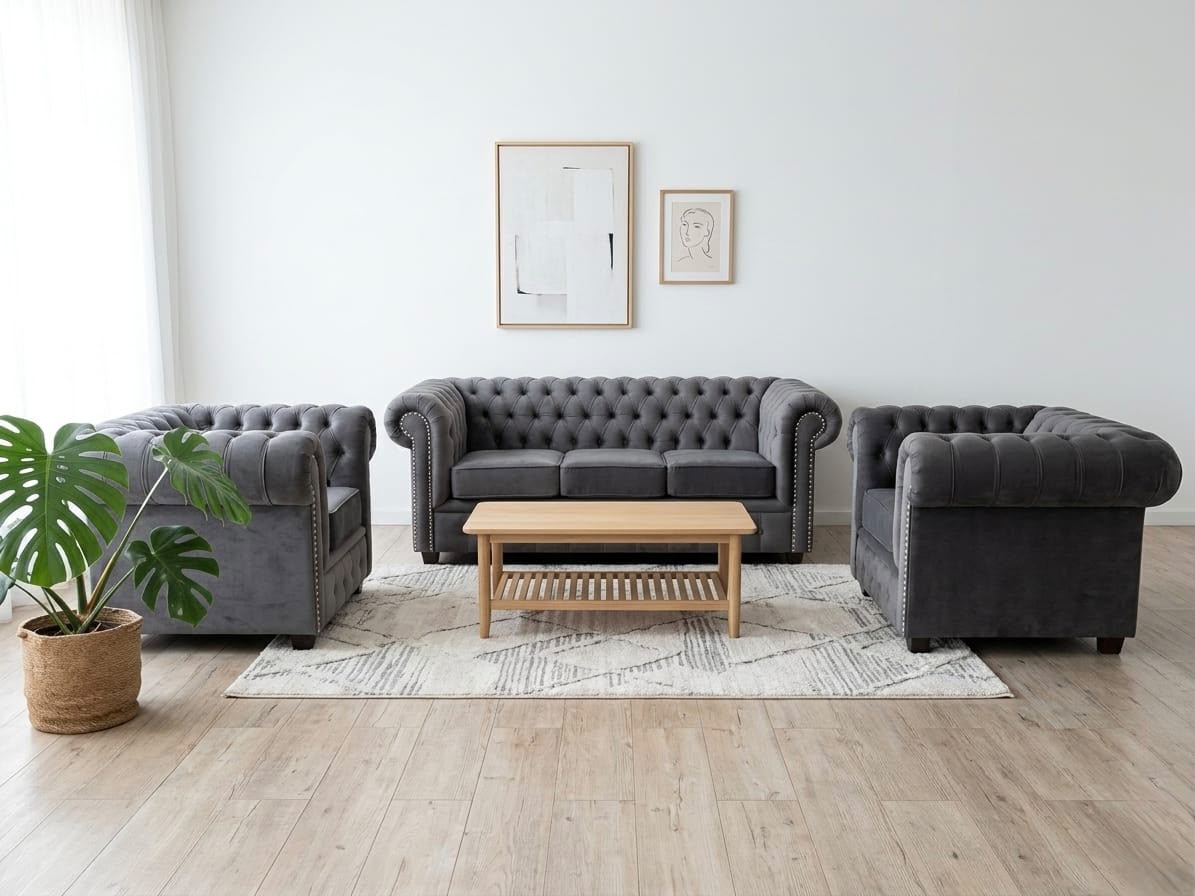 Juego de Living Chesterfield Pana 6