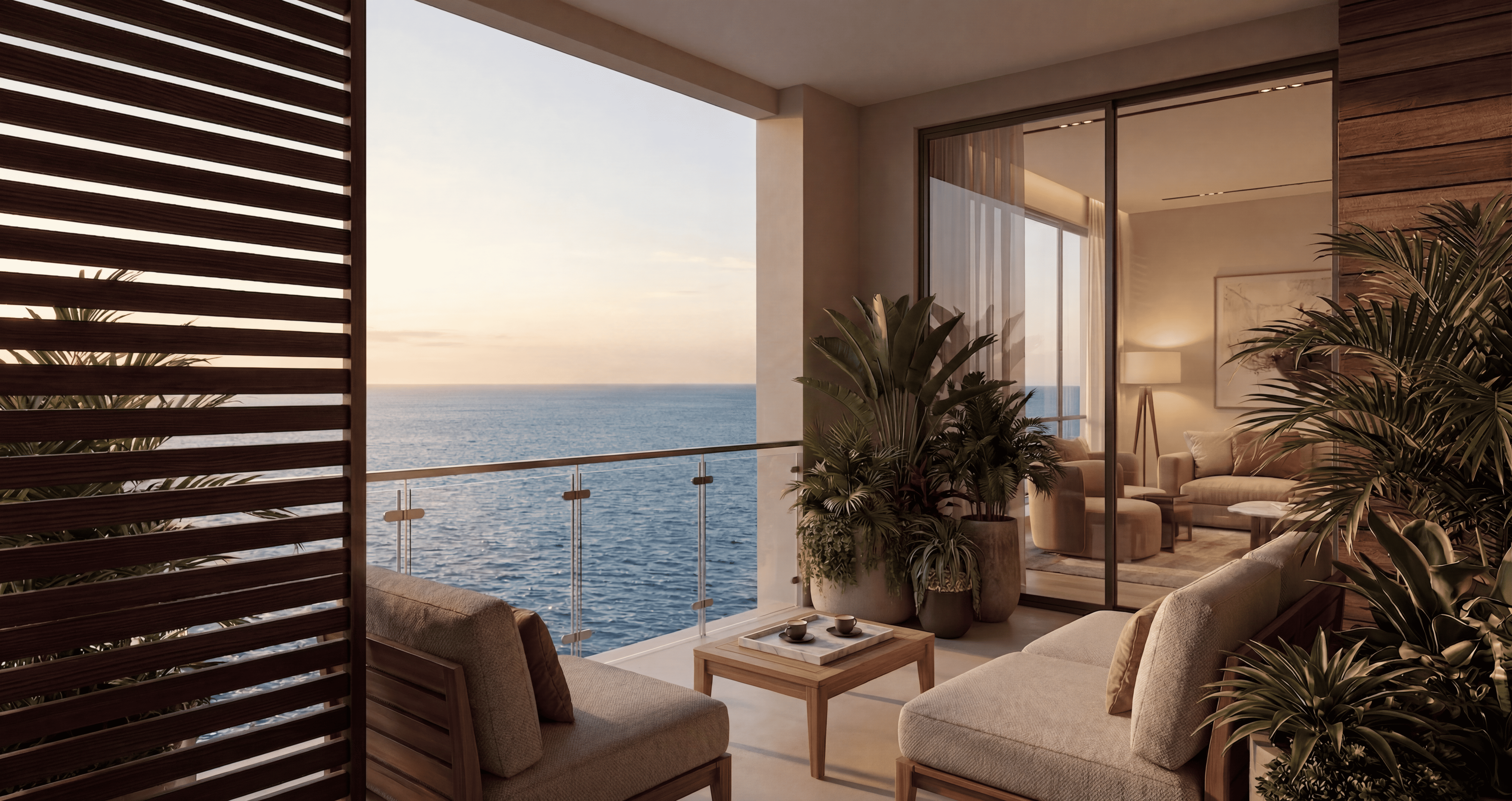 Balcon luxe face a l'ocean par Dune Signature