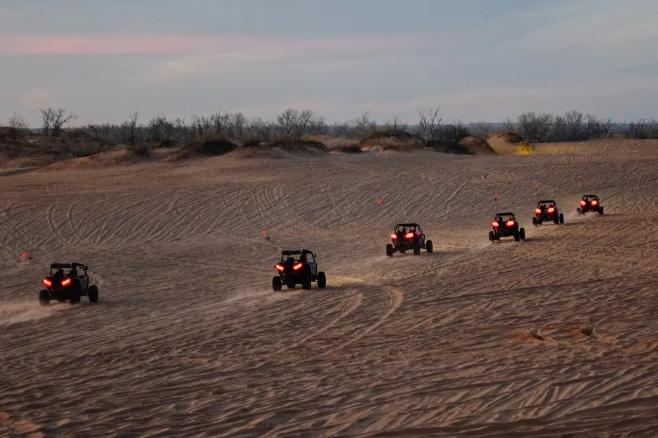 Twilight UTV convoy at Little Sahara State Park in Waynoka, OK