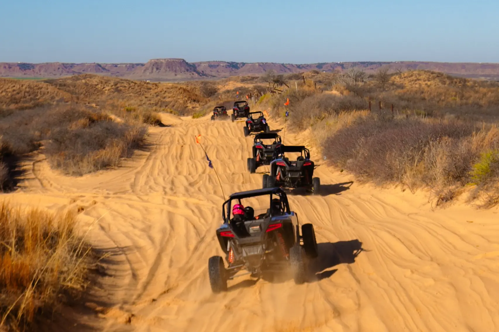 UTV trail riding convoy at Little Sahara State Park in Waynoka