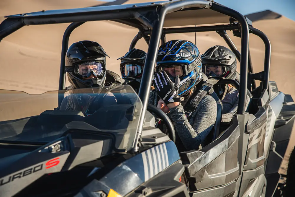 Polaris RZR in action on a sand dune at little sahara state park in waynoka