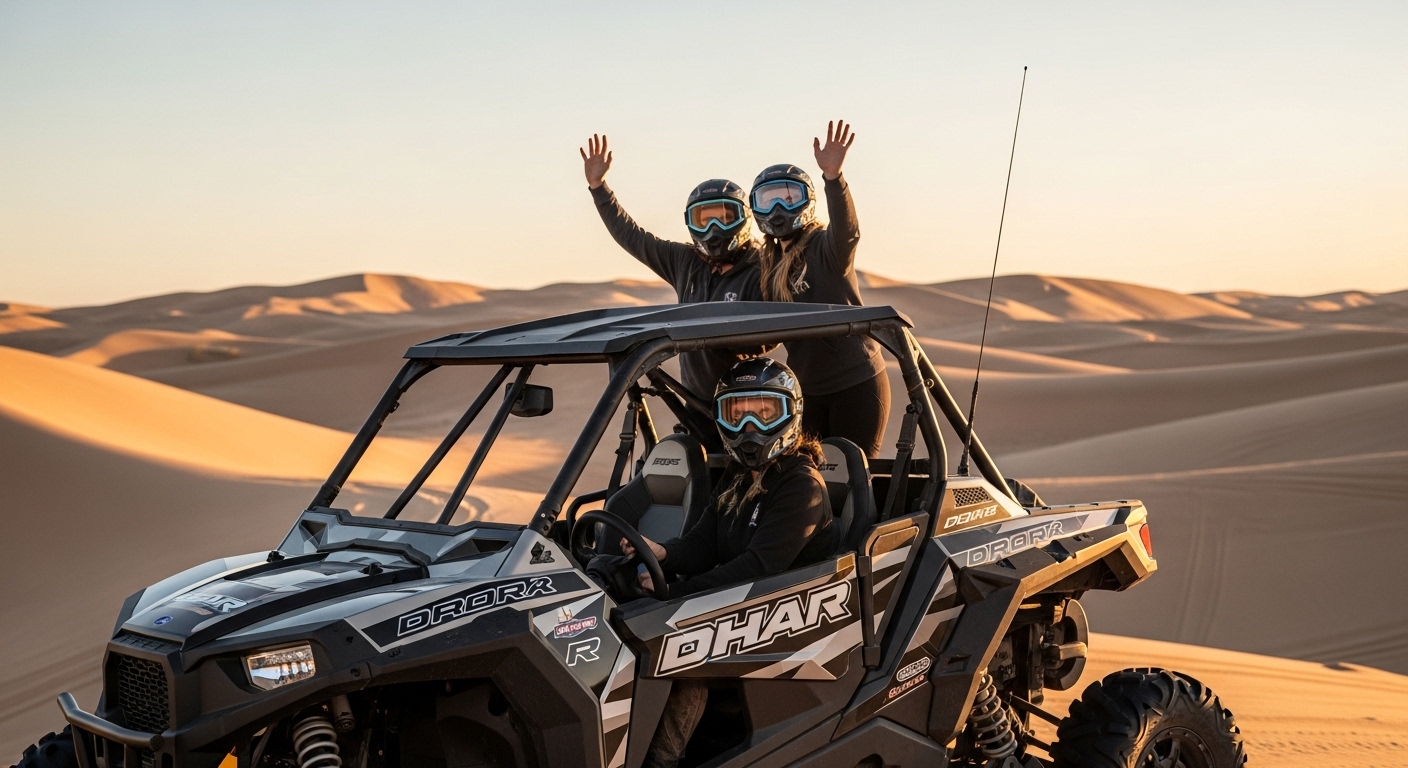 Polaris RZR in action on a sand dune