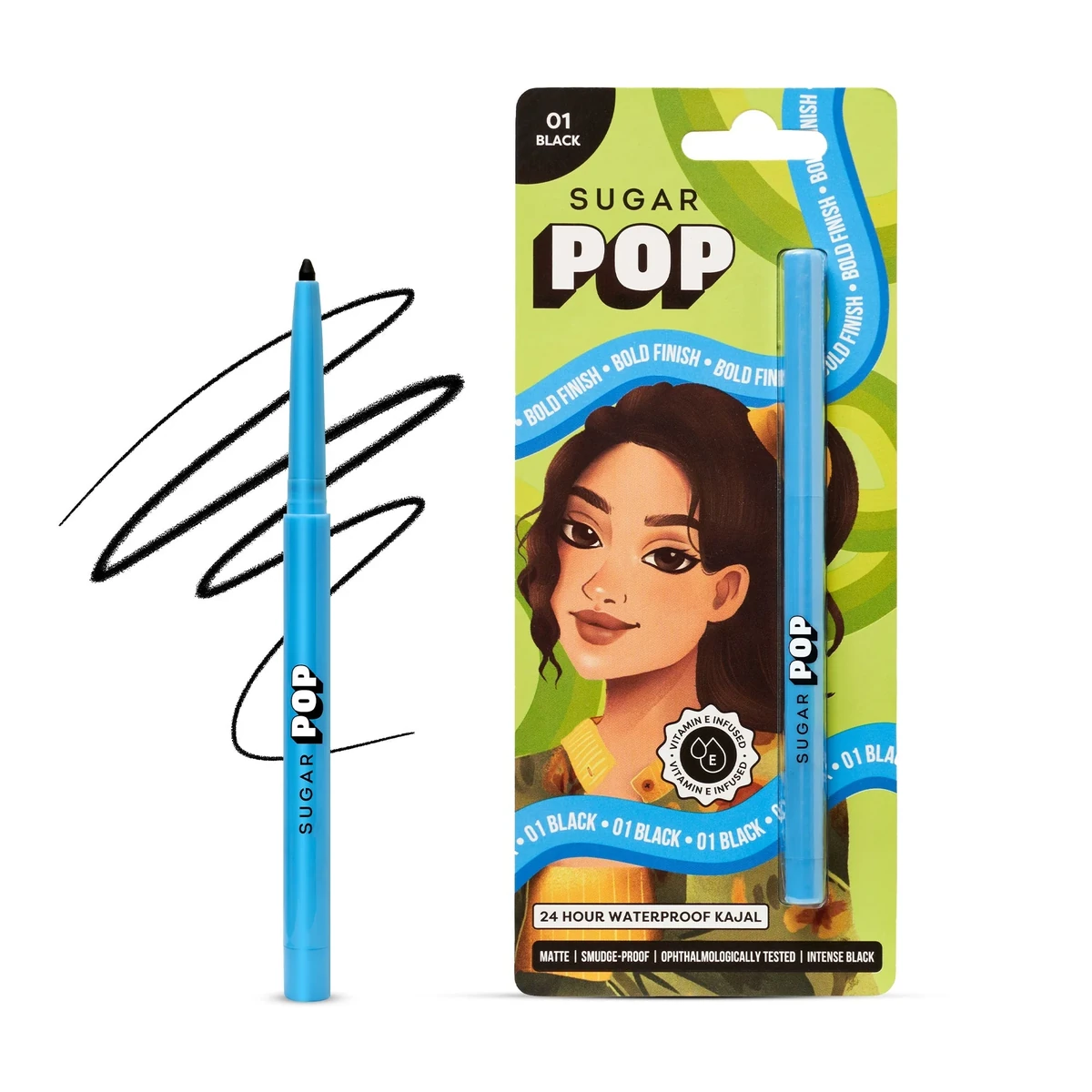 SUGAR Cosmetics India 24 Hour Waterproof Kajal - 01 Black