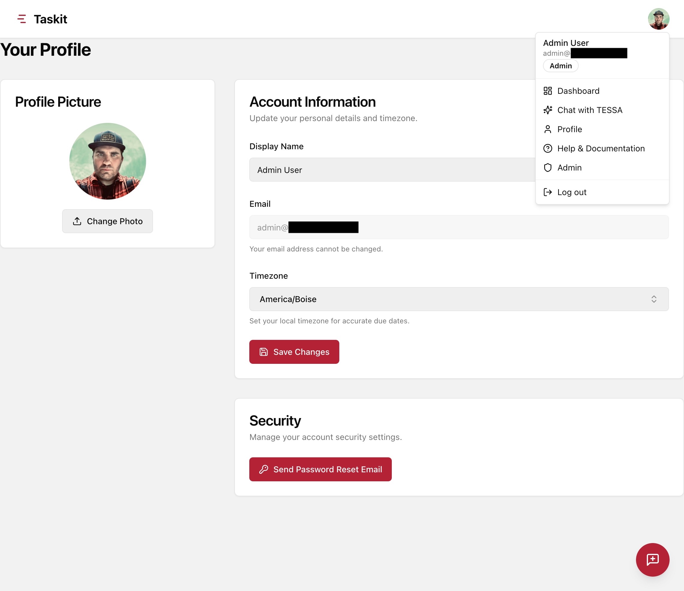 Profile Drop Down Menu