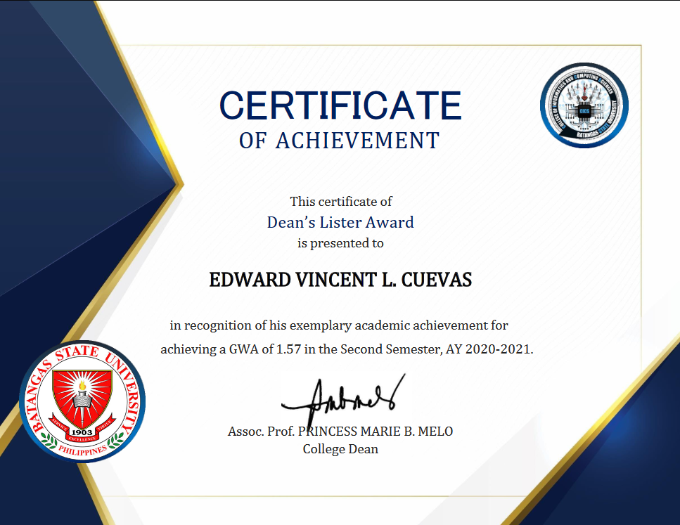 Dean's Lister (2nd Sem)