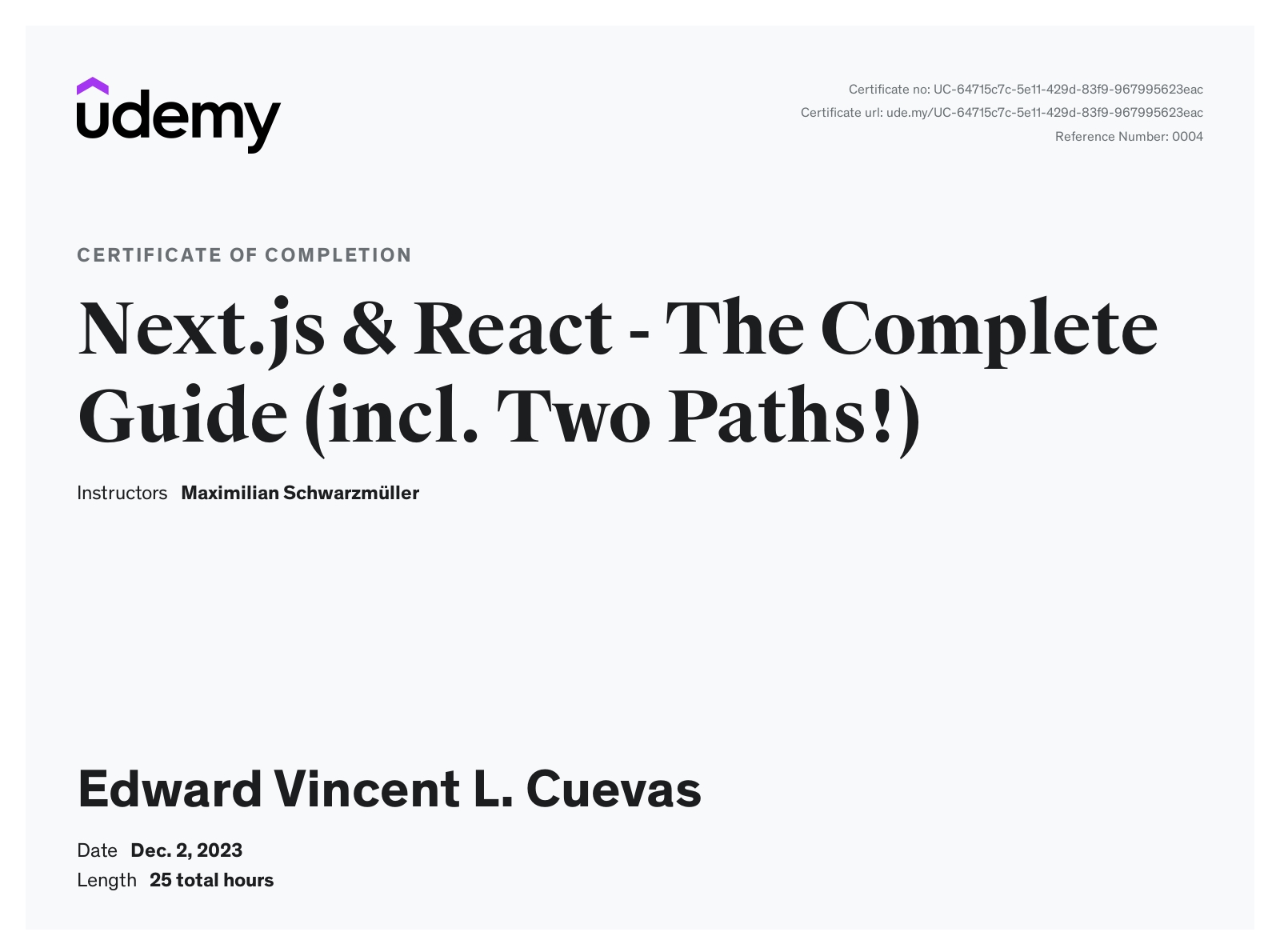 NextJS Udemy Certification